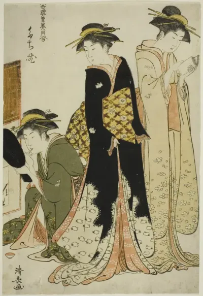 Entertainers of the Tachibana, from the series "A Collection of Contemporary Beauties of the Pleasure Quarters (Tosei yuri bijin awase)"