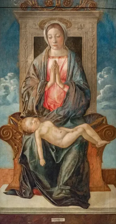 Enthroned Madonna Adoring the Sleeping Christ Child