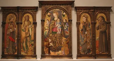 Enthroned Virgin and Child, with Angels and Saints Bonaventure, John the Baptist, Louis of Toulouse, and Francis of Assisi