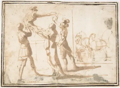 Enthroned Warrior Distributing Crowns
