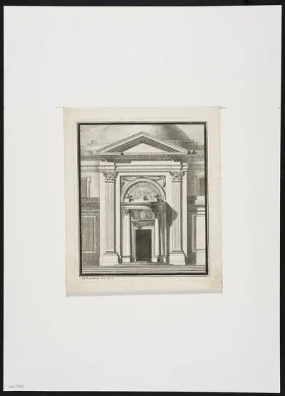 Entrance gate to a church with Corinthian columns and pediments