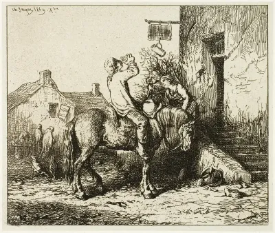 Entrance to an Inn, with Peasant Drinking
