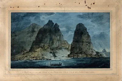 Entrance to the crater of the island of Amsterdam, Indian Ocean