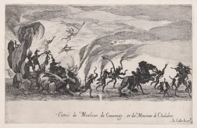 Entrée de MM. de Couvonge et de Chalabre (Entrance of Monsieur du Couvonge and of Monsieur de Chalabre), from "Le Combat a la Barrière"