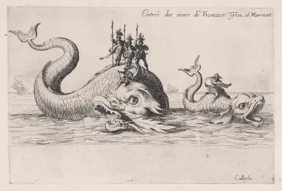 Entrée de MM. de Vroncourt, Tyllon, et Marimont (Entrances of Monsieur de Vroncourt, of Monsieur de Tyllon, and Monsieur de Marimont), from "Le Combat a la Barrière"