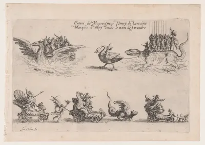 Entrée de Monseigneur Henry de Lorraine (Entrance of Henry de Lorraine), from Le Combat a la Barrière in the Palace at Nancy by Henri Humbert, printed by Sebastien Phillipe