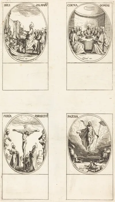 Entry into Jerusalem; Last Supper; Crucifixion; Resurrection