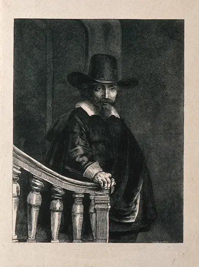 Ephraim Bonus. Wood engraving by H. Linton, 1853, after Rembrandt