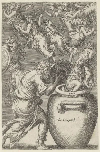 Epimetheus opent de urn van Pandora