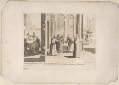 Episode 22: Saint Bernardino heals a boy with a facial sore; Episode 23: The people make daily supplication to Saint Bernardino; Episod e24: Saint Bernardino cures a diseased woman, from "The Life of Saint Bernardino of Siena"