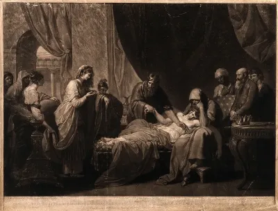 Erasistratus, a physician, realising that Antiochus's (son of Seleucus I) illness is lovesickness for his stepmother Stratonice, by observing that Antiochus's pulse rose when ever he saw her