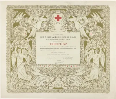Erediploma van de vereniging 'Het Nederlandsche Roode Kruis in den Transvaalsch-Engelschen Oorlog', 1901