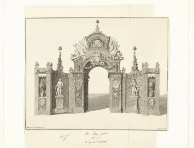 Erepoort op plein bij het kasteel bij de intrede van Willem IV en zijn gemalin te Breda op 13 september 1737