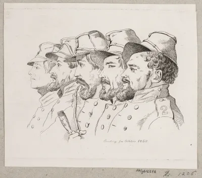 Erindring fra oktober 1850. Fem frivillige ved 2. bataillon