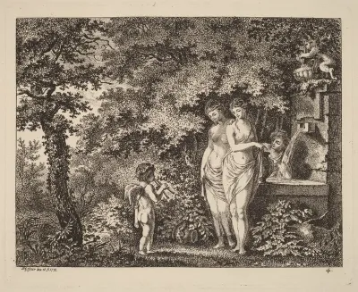 Eros with Three Girls at a Fountain