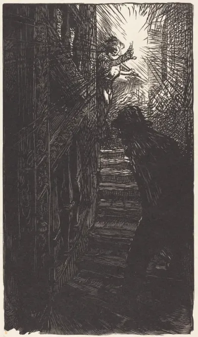 Escalier sculpte rue Boutebrie