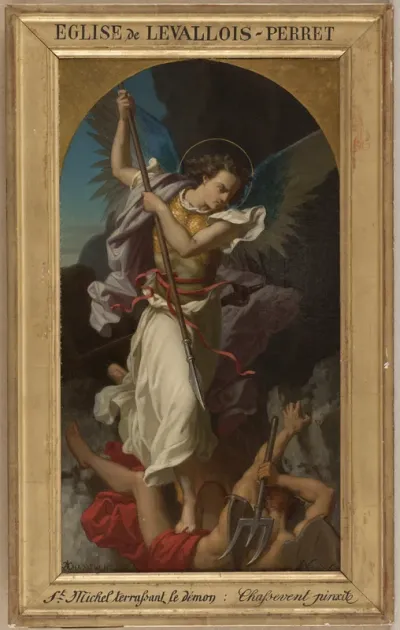 Esquisse pour l'église de Levallois-Perret : saint Michel terrassant le Démon