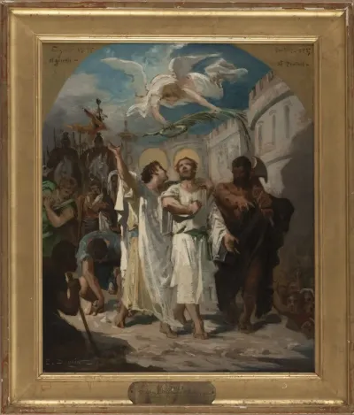 Esquisse pour l'église de Pierrefitte : Saint Gervais et Saint Protais conduits au martyre