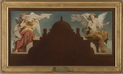 Esquisse pour l'église Saint-Etienne-du-Mont : Deux anges assis