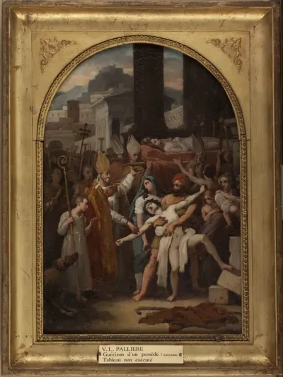 Esquisse pour l'église Saint-Gervais : Guérison d'un possédé lors de la translation des corps de saint Gervais et de saint Protais