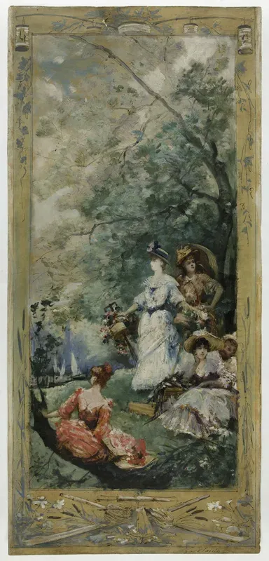 Esquisse pour la galerie Lobau de l'Hôtel de Ville de Paris : Fête champêtre aux environs de Paris