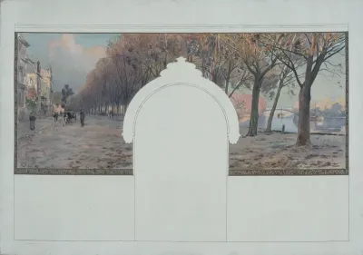 Esquisse pour la mairie d'Asnières : Paysage. Quais de la Seine à Asnières