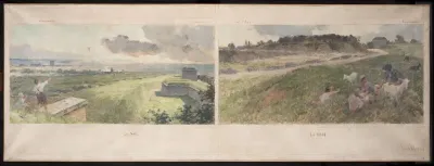 Esquisse pour la mairie de Bagnolet : Deux vues des environs de Bagnolet (le nord et le sud)
