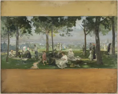 Esquisse pour la mairie de Vanves : Vue de Paris depuis Vanves