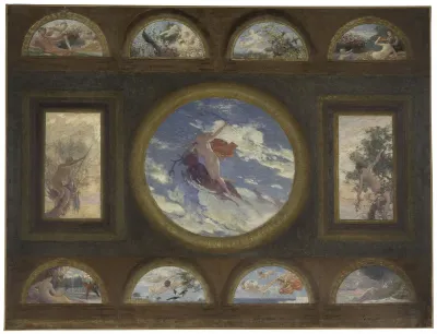 Esquisse pour la salle à manger de l'Hôtel de Ville de Paris : La Terre bienfaitrice et nourricière - Le Boire. La Richesse. La Vigne. Le Goûter. Le Bain. Les Fruits. Les Parures. Le Repos.
