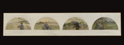 Esquisse pour la salle à manger de l'Hôtel de Ville de Paris : Montreuil : les pêches ; Argenteuil : les asperges ; Suresnes: le petit vin; Montmorency : les cerises