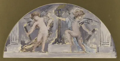 Esquisse pour la salle à manger de l'Hôtel de Ville, deux Amours allumant une torchère