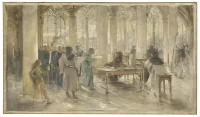 Esquisse pour la salle d'audience du tribunal de commerce de Paris : Le livre des métiers
