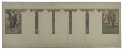 Esquisse pour la salle des fêtes de la mairie d'Asnières : Paysage de sous-bois
