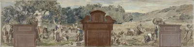 Esquisse pour la salle des fêtes de la mairie de Pantin : La cueillette. La moisson