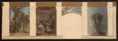 Esquisse pour la salle des fêtes de la mairie du 4e : l'automne, l'hiver, l'eau et la nuit