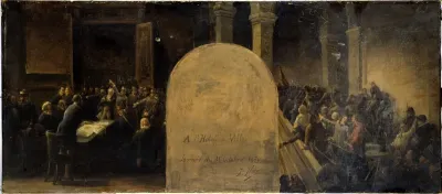 Esquisse pour le cabinet du préfet de l'Hôtel de Ville de Paris : L'envahissement de l'Hôtel de Ville par les bataillons de Belleville