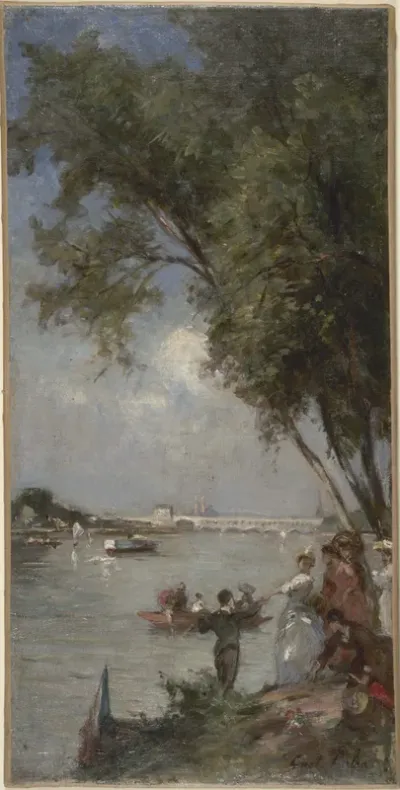 Esquisse pour le salon des Arts de l'Hôtel de Ville de Paris : La Seine au Bas-Meudon