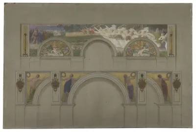 Esquisse pour les salons d'entrée de l'Hôtel de Ville de Paris : Scène antique, le triomphe promis au guerriers