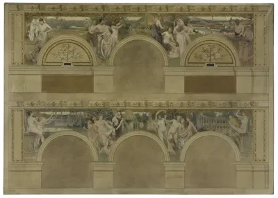 Esquisse pour un des salons d'introduction de l'Hôtel de Ville de Paris : Le Travail. Les Réjouissances. La Charité
