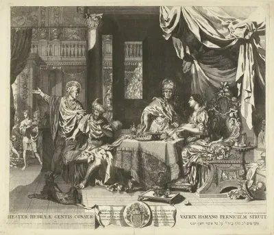 Ester en Haman voor koning Ahasveros