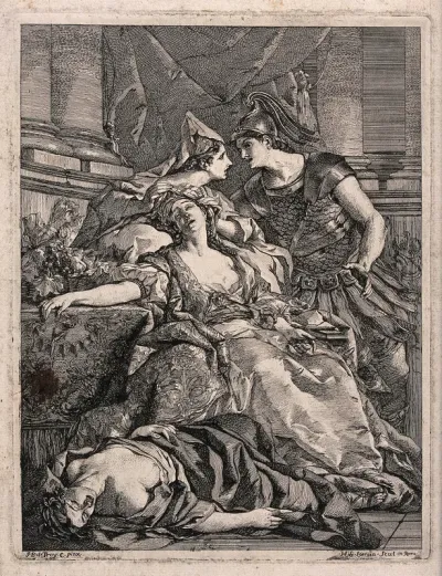 Esther fainting before Ahasuerus