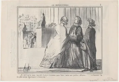 Et dire qu'on nous interdit d'entrer..., from Les Boursicotières, published in Le Charivari, October 2, 1856