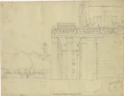 Et parti fra Via Sacra, på Forum Romanum med Antonius og Faustina templet og udsigt mod Campidoglio, Rom