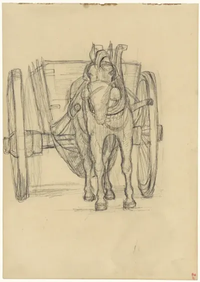 Etend paard voor een kar