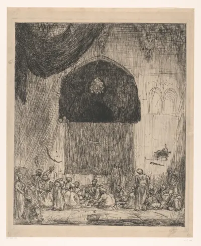 Etende, oosterse mannen