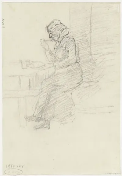 Etende vrouw, aan tafel