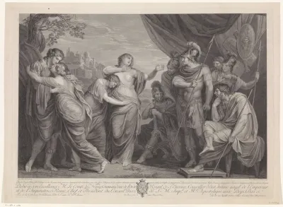 Eteocles en Polynices, door hun moeder Jocaste tot vrede vermaand.