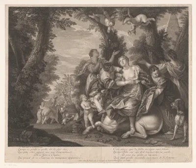 Europa en Jupiter in een landschap met bomen