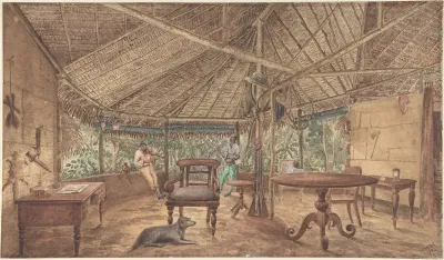 European Men in an African Jungle Lodge