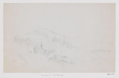 Europees (?) landschap met kerkje